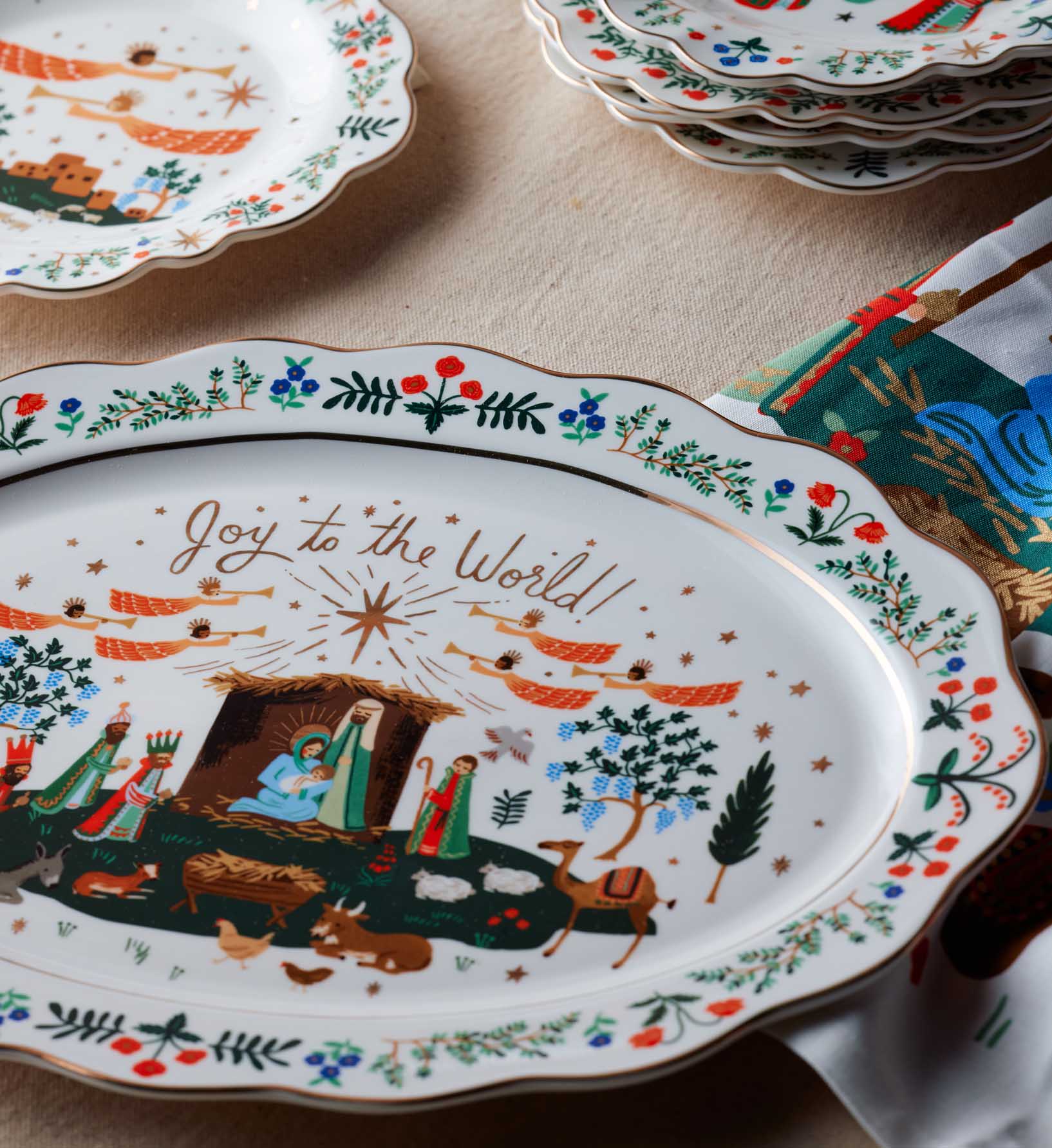 Large Porcelain Serving Platter - Nativity
