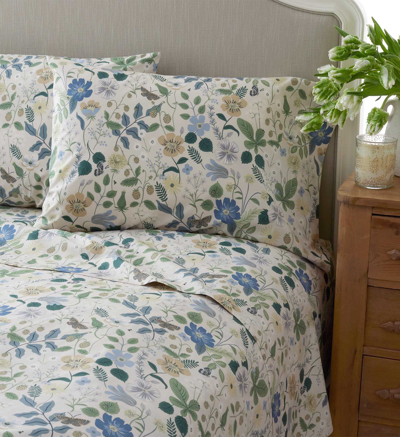 Percale Fitted Sheet - Strawberry Fields Beige