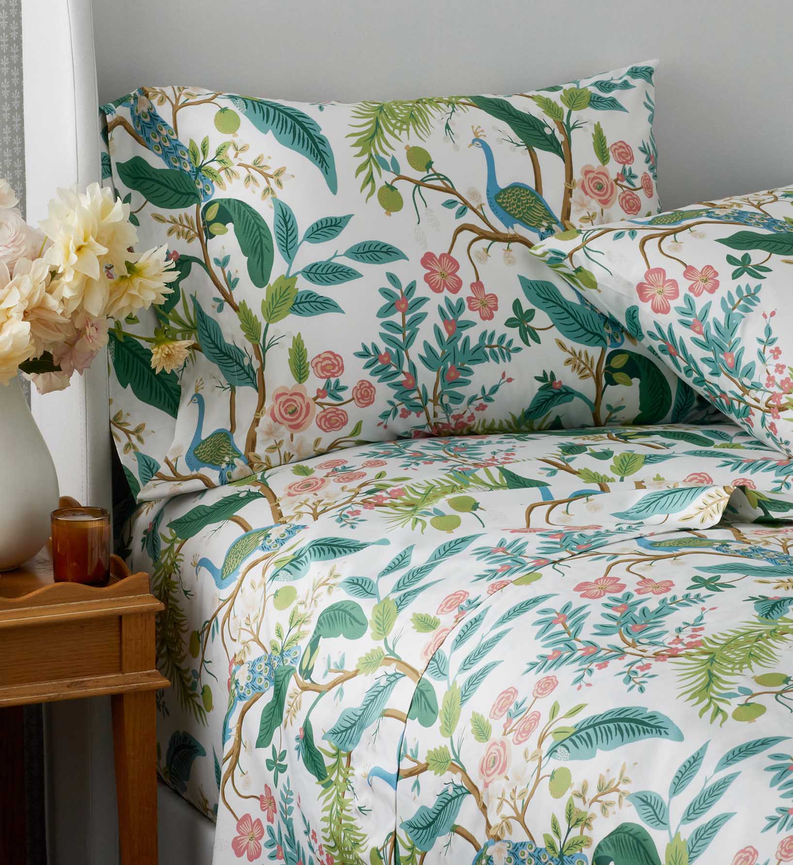 Sateen Sheet Set - Peacock White