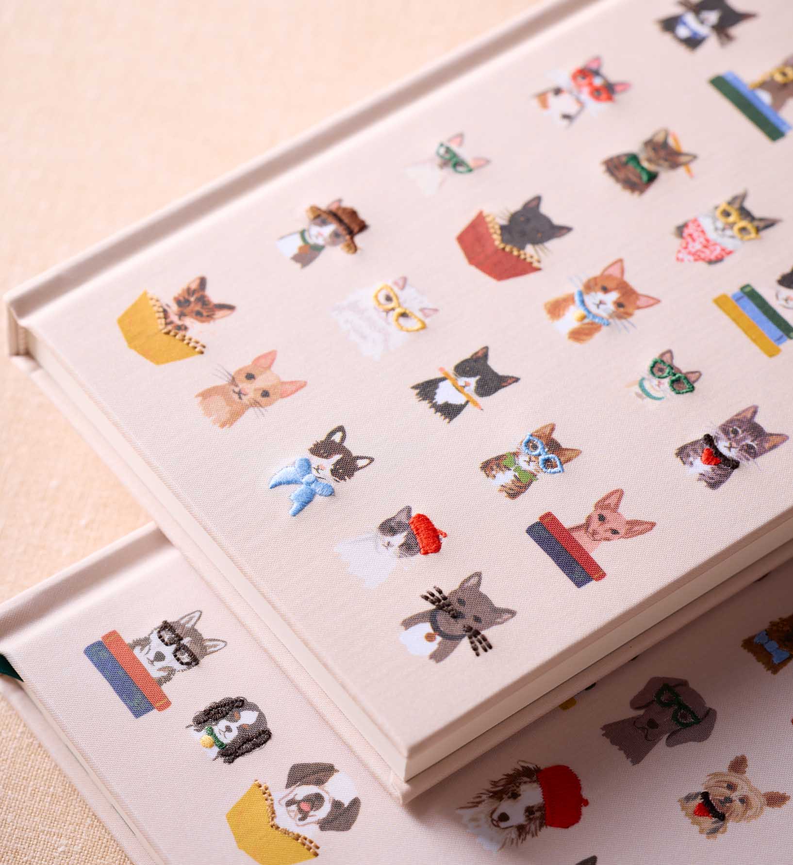 Embroidered Journal - Studious Cats