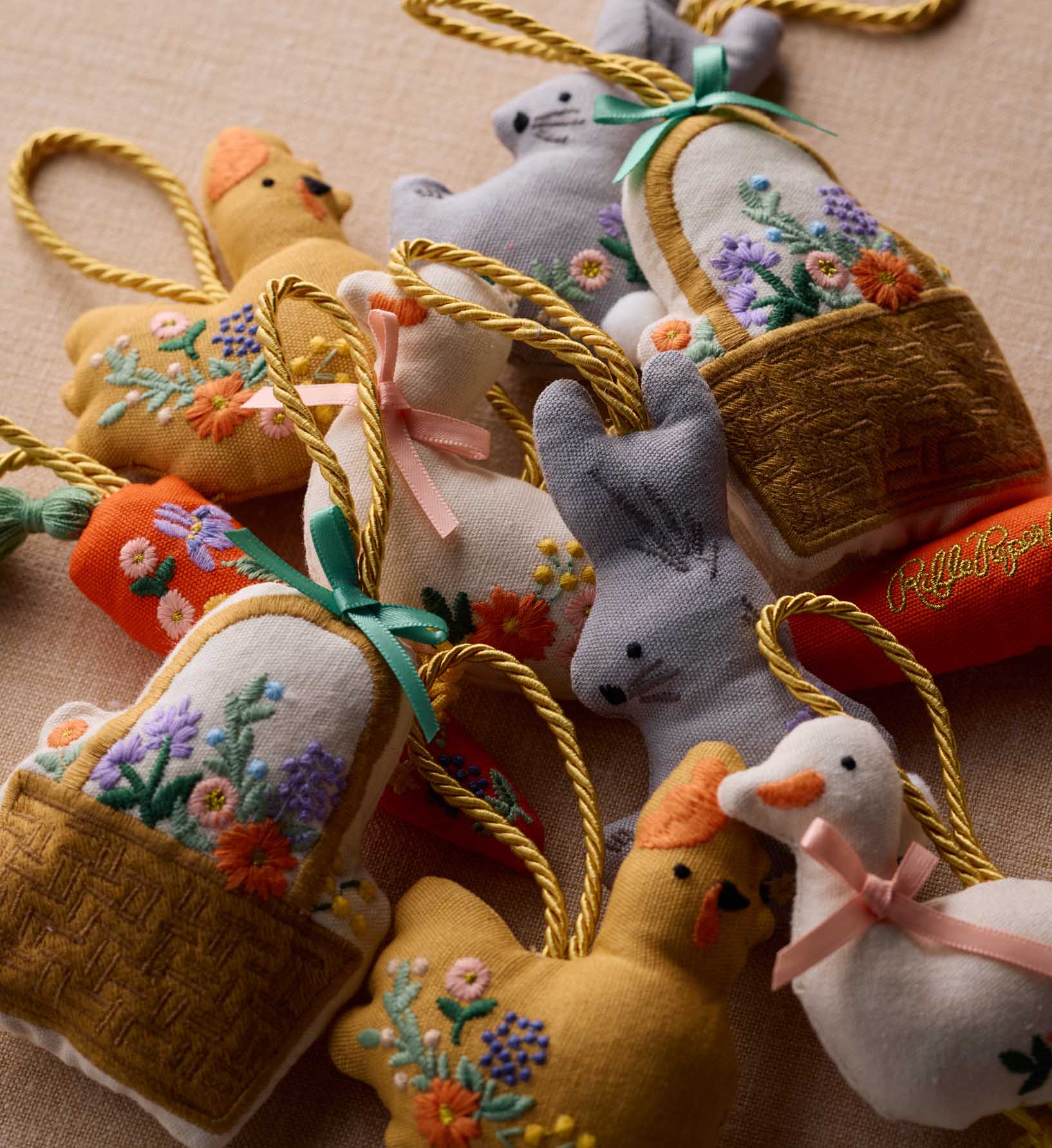 Embroidered Ornament Set - Spring Farm