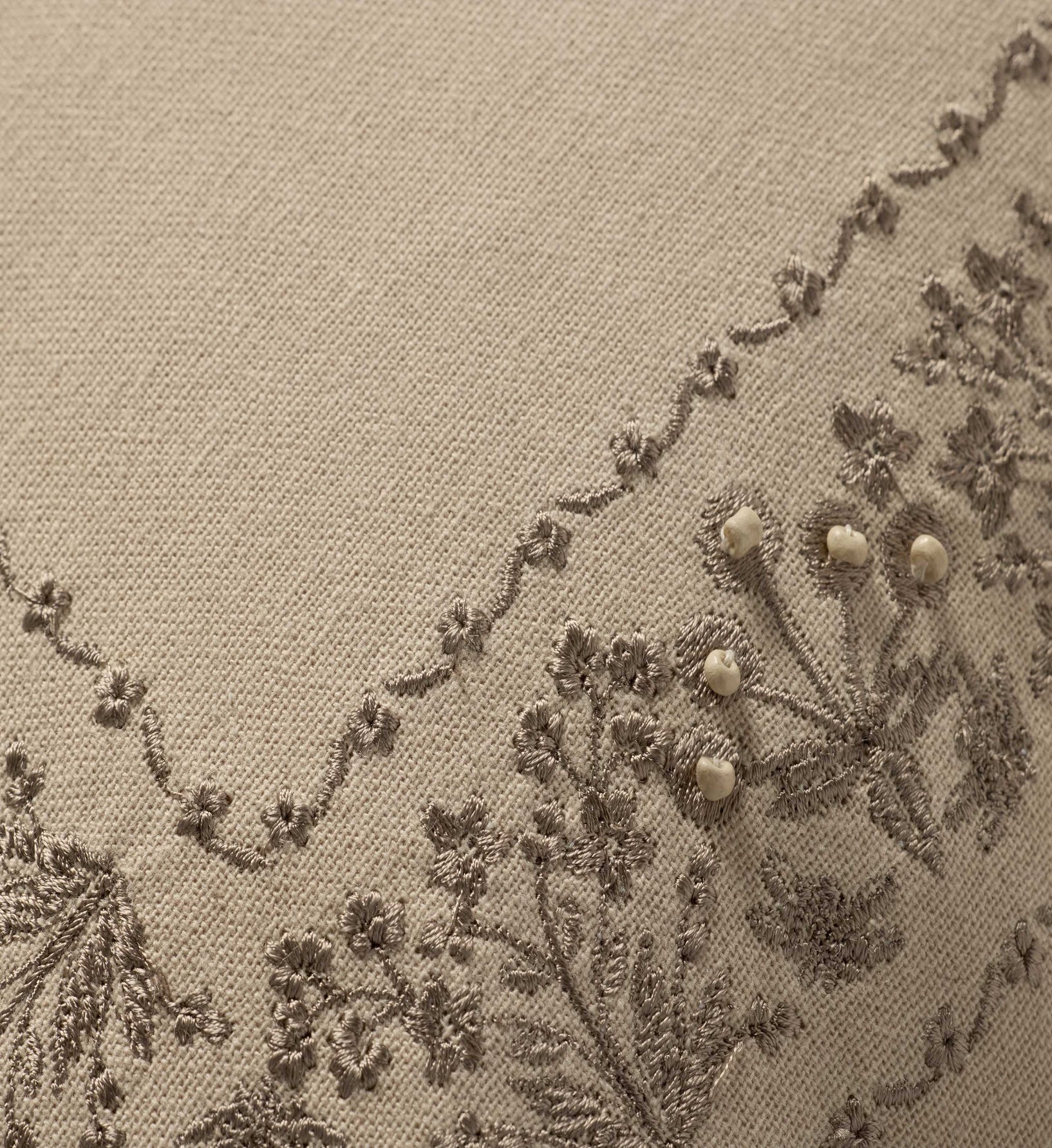 Estee Border Embroidered Pillow - Cream
