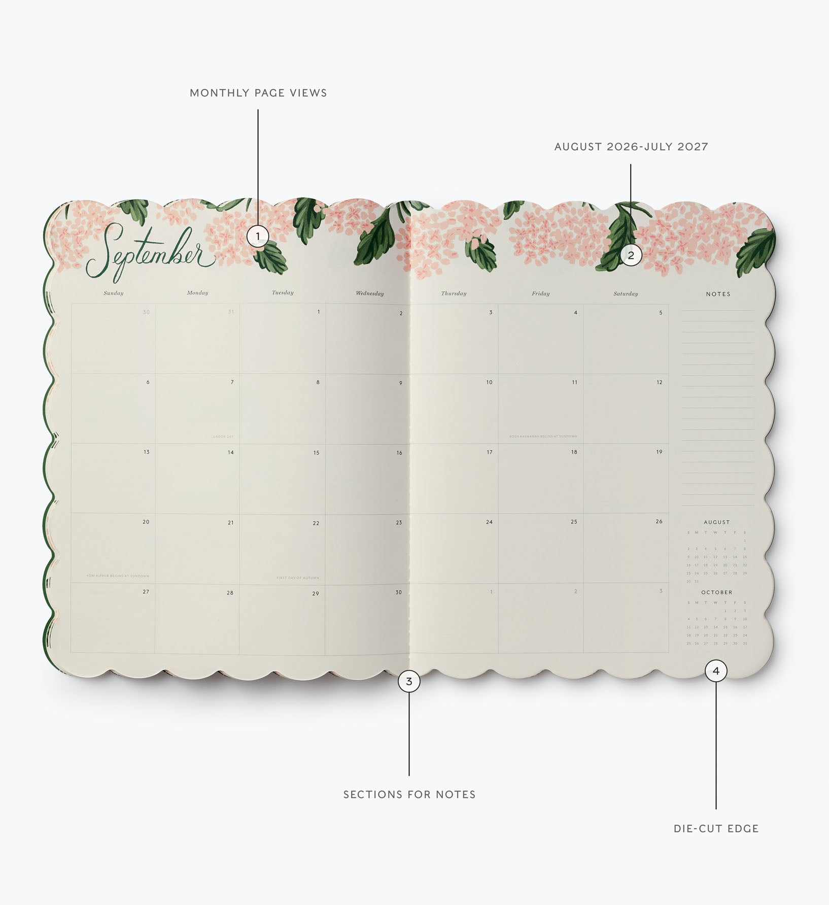 2026-2027 12-Month Academic Appointment Notebook - Pink Hydrangea